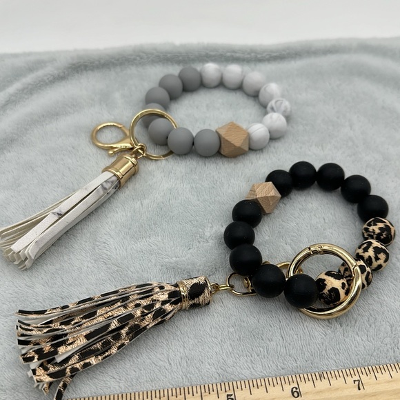 Silicone Bangle Wristlets Keychain Bracelets with Tassels—2 pack Total - Picture 6 of 7